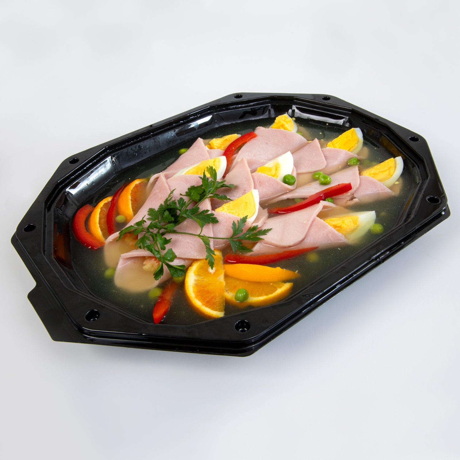 Półmisek roladek z szynki, z jajkiem